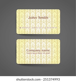 Abstract creative simple business card template with ornamental pattern. Editable vector illustration. Ready to print.