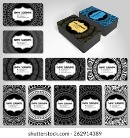 Abstract creative simple business card template with ornamental pattern