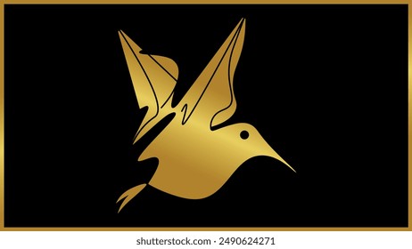 Abstract and creative stylish golden flying bird vector icon design, Gold color isolated vector flying bird vector icon.