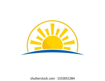 Abstract creative sun logo design, Summer Sun Logo, Sunburst icon sign symbol