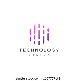 abstract and creative Technology Logo Design Template with hexagonal line