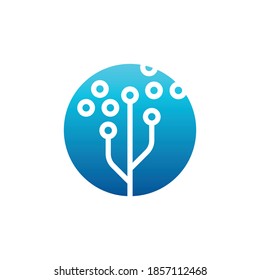 Abstract creative technology logo, design concept, emblem, icon, flat logotype element for template. Vector circuit board tech icon.