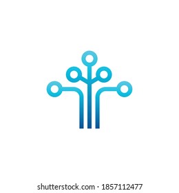 Abstract creative technology logo, design concept, emblem, icon, flat logotype element for template. Vector circuit board tech icon.