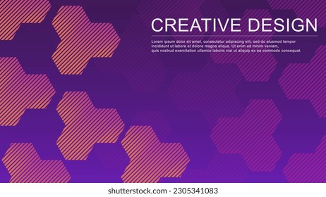 Abstract creative template banner background with hexagonal gradient color. Vector illustration.