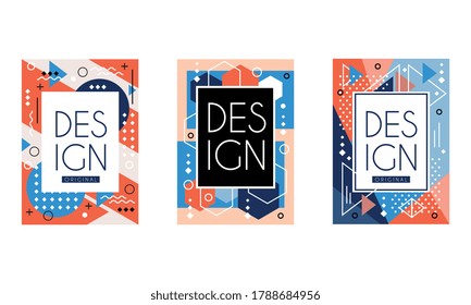Abstract Creative Templates Set, Modern Geometric Pattern Design, Cover, Card, Background, Poster, Banner Vector Illustration