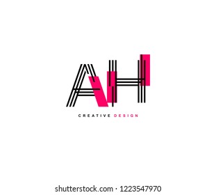Abstract Creative Trendy Initial AH Lines Letter Logo Design Vector
