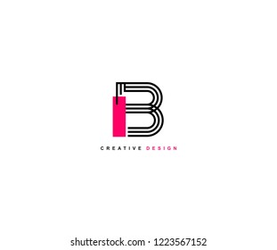Abstract Creative Trendy Initial B Lines Letter Logotype Design Vector Illustration