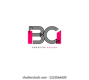 Abstract Creative Trendy Initial BC Lines Letter Logotype Design Vector Illustration