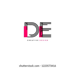 Abstract Creative Trendy Initial DE Lines Letter Logo Design Vector