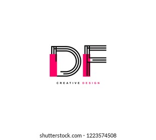 Abstract Creative Trendy Initial DF Lines Letter Logo Design Vector