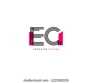 Abstract Creative Trendy Initial EC Lines Letter Logo Design Vector