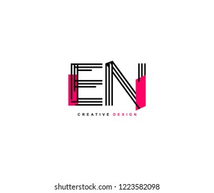 Abstract Creative Trendy Initial EN Lines Letter Logo Design Vector