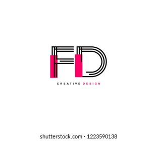 Abstract Creative Trendy Initial FD Lines Letter Logo Design Vector