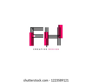 Abstract Creative Trendy Initial FH Lines Letter Logo Design Vector