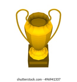 Abstract creative trophy cup. Isolated mockup on background. Isometric 3D style template. For web and mobile app clipart art. Concept idea design element. Vector illustration infographics theme.