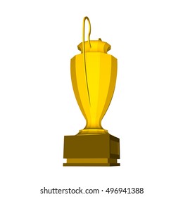 Abstract creative trophy cup. Isolated mockup on background. Isometric 3D style template. For web and mobile app clipart art. Concept idea design element. Vector illustration infographics theme.
