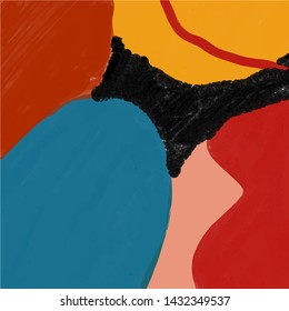 Abstract creative universal background. Colorful shapes and textures. Freehand contemporary composition. Impressionism modern art for poster, banner, card, flyers. Hand drawn vector illustration