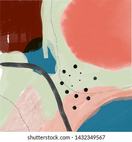 Abstract creative universal background. Colorful shapes and textures. Freehand contemporary composition. Impressionism modern art for poster, banner, card, flyers. Hand drawn vector illustration