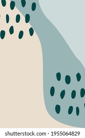 Abstract creative universal background. Colorful shapes blue green, beige. Freehand contemporary composition. Poster, banner, card, flyers, textil. Vector illustration