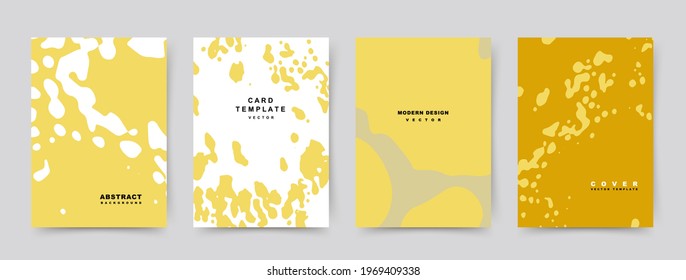 Resumen conjunto de plantillas de portada universal creativas. Manchas de textura amarilla de moda en el fondo. Colección de vectores para catálogo, cuadernos, folletos, libros, publicaciones en medios sociales, banners.