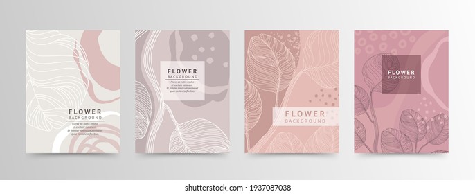 Abstract creative universal floral templates. Vector set of backgrounds аpplicable  for notebook covers, planners, brochures, books, catalogs. social media post, AD, banner and other graphic design.