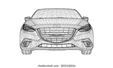Abstract Creative vector 3d Sports car lines connected to points