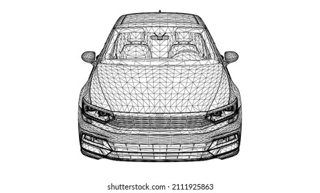 Resumen Vector creativo 3d Líneas de coche deportivo conectadas a puntos