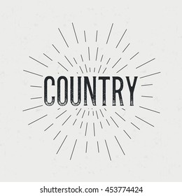 Abstract creative vector design layout with text - country. Vintage concept background, art template, retro elements, logo, labels, layout, badge, old banner, card. Hand made typography word.