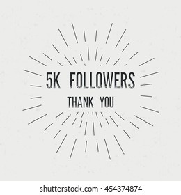 Abstract creative vector design layout with text - 5k followers thank you. Vintage concept background, art template, retro elements, logo, labels, badge, tag, card. Handmade typography word.
