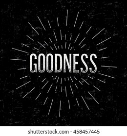 Abstract creative vector design layout with text - god. Vintage concept background, art template, retro elements, logo, labels, layout, badge, old banner, card. Hand made typography word.