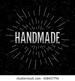 Abstract creative vector design layout with text - handmade. Vintage concept background, art template, retro elements, logo, labels, layout, badge, old banner, card. Hand made typography word.
