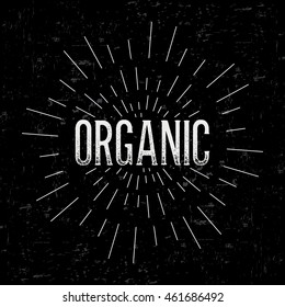 Abstract creative vector design layout with text - organic. Vintage concept background, art template, retro elements, logo, labels, layout, badge, old banner, card. Hand made typography word.