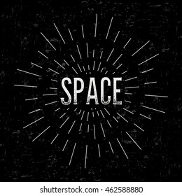 Abstract creative vector design layout with text - space. Vintage concept background, art template, retro elements, logo, labels, layout, badge, old banner, card. Hand made typography word.