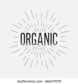 Abstract creative vector design layout with text - organic. Vintage concept background, art template, retro elements, logo, labels, layout, badge, old banner, card. Hand made typography word.