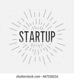 Abstract creative vector design layout with text - startup. Vintage concept background, art template, retro elements, logo, labels, layout, badge, old banner, card. Hand made typography word.