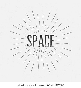 Abstract creative vector design layout with text - space. Vintage concept background, art template, retro elements, logo, labels, layout, badge, old banner, card. Hand made typography word.