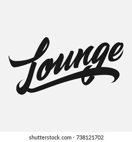 Abstract creative vector design layout with text - the lounge. Vintage concept background, art template, retro elements, logo, labels, layout, badge, old banner, card. Hand made typography word.