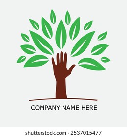 Abstract Creative Vector Hand Tree Logo or Icon. Stock Illustration. 