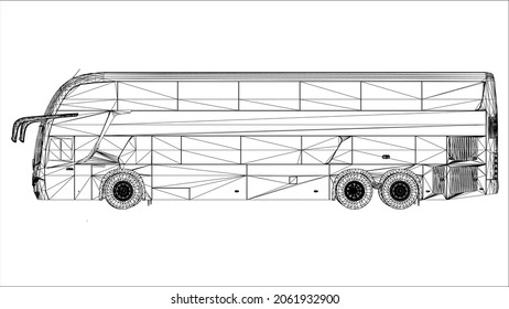 Abstract Creative vector large city bus on lines connected to points