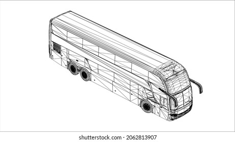 Abstract Creative vector large city bus on lines connected to points