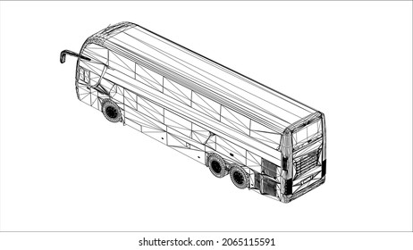 Abstract Creative vector large city bus on lines connected to points