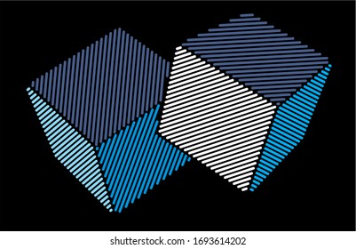 
Abstract creative vector template of blue cubes on a black background. For banners, sites, posters, business cards, stickers, covers, prints on clothes. Vector background.