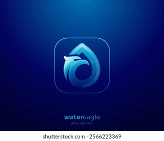 Abstract creative water eagle logo gradient