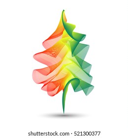 Abstract creative wave line with christmas tree shape. Vector illustration.