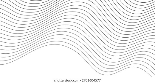 Diseño creativo abstracto de la línea de la onda que fluye Ilustración vectorial negra del fondo del diseño de las líneas.