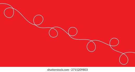 Diseño de línea rizada blanca creativa abstracta en rojo.