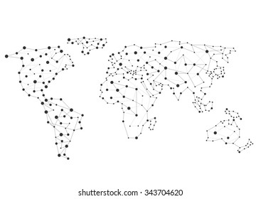 Abstract Creative World Map, Connection Concept. Vector Illustration