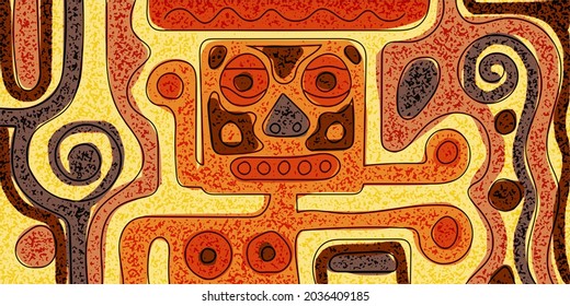 Abstract creature in ethnic style  Vector banner 