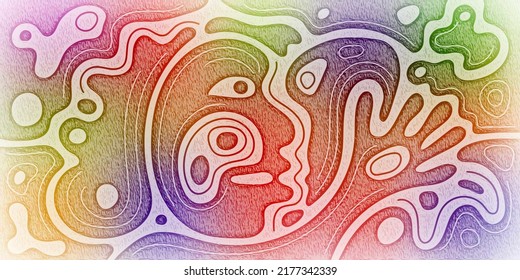 Abstract Creature, Stylized Face, Vector Design, Multicolor Drawing