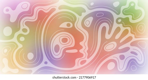 Abstract Creature, Stylized Face, Vector Design, Multicolor Drawing